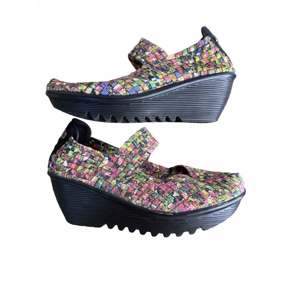 Bernie Mev Lulia Wedge Shoes Womens EU 38/8M Colorful Woven Slip On Platform